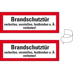 Aufkleber I Feuerwehrschild Brandschutztür verkeilen..., doppelseitig, Folie, 210x74mm, DIN 4066