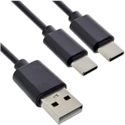 INLINE USB 2in1 Y-Ladekabel, 1x USB-A Stecker an 2x USB-C Stecker, 0,5m
