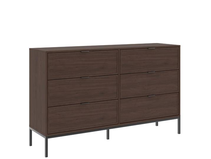 Mid.you Kommode Deco, Walnuss, Metall, 6 Schublade(n) Schubladen, 150x92x40 cm, Wohnzimmer, Kommoden & Sideboards, Kommoden
