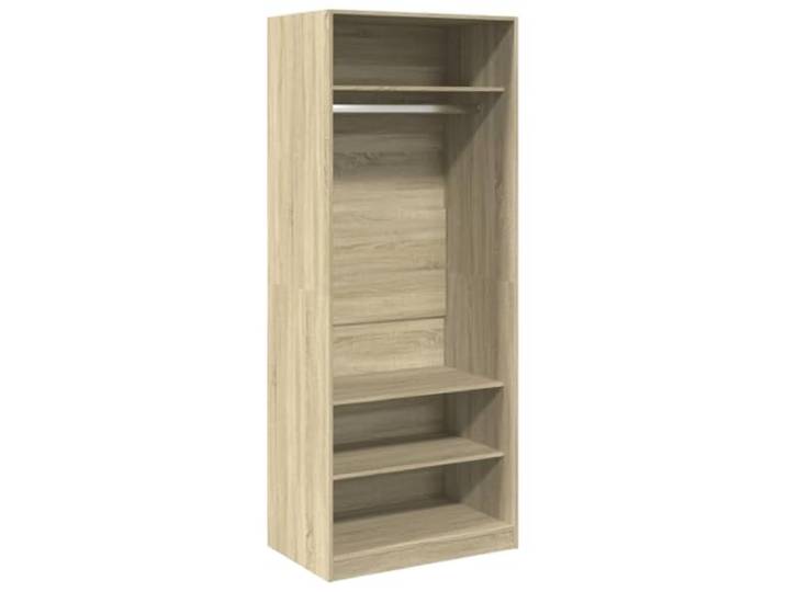 HBBMGYD Kleiderschrank, Sonoma-Eiche, 80 x 50 x 200 cm, Holz Kleiderstange, gefaltetes Regal, Wandbefestigung, Schlafzimmer, kleiner Raum, minimalistisches Design