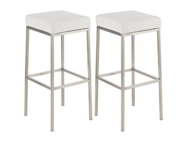Lot de 2 tabourets de bar Montréal 85 Similicuir Blanc - Acier inoxydable