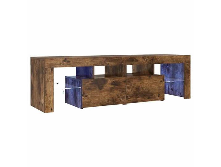NEUF Meuble TV BKM Meuble Télé de Salon avec lumières LED Chêne fumé 140 x 36 5 x 40cm FR00_51566702730