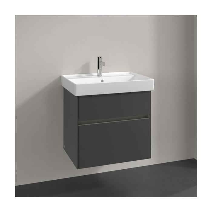 Villeroy und Boch Collaro Waschtischunterschrank C009B0VR 60,4x54,6x44,4cm, Waschbecken mittig, LED-Beleuchtung, graphite