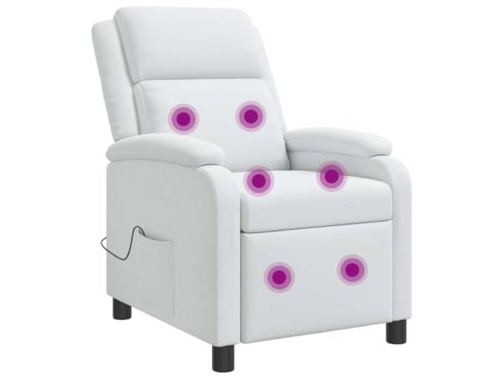 NLQMSU Massagesessel, neigbar, Stoff, Weiß Winkel 115 ° bis 160 °, Rahmen aus Metall und Holz, Schaumstoffkissen, 100 % Polyester, Fernbedienung