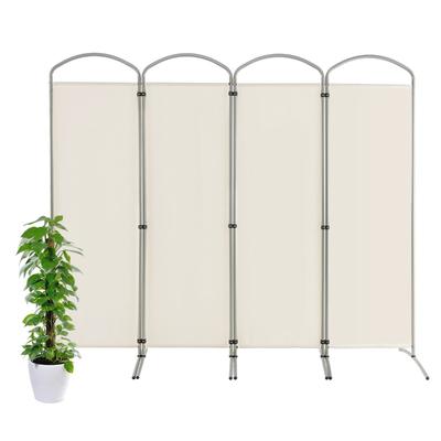 Helloshop26 - Faltbarer Raumteiler aus Stoff 221 x 188 cm praktisch und ästhetisch ansprechend modernes Design weißes Polyester