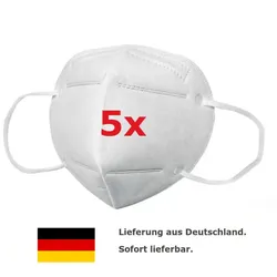 5er Pack Mund-Nasenmaske Vliesmaske ohne Ventil, mit Ohrschlaufen