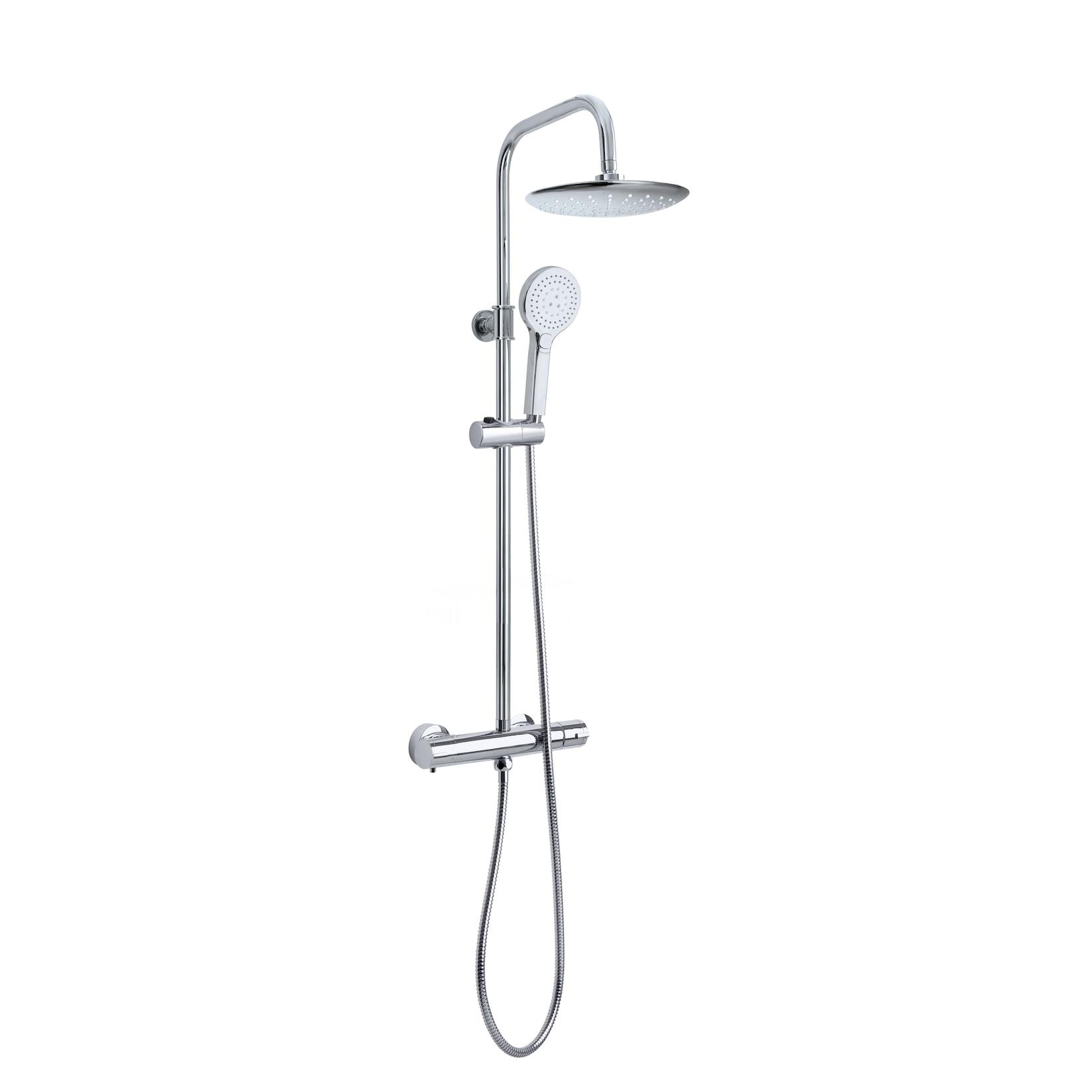 Duschsäule mit Thermostat chrom, Kopf Ø23cm, Handbrause 3 Strahl