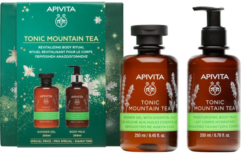 Apivita Tonic Mountain Tea Revitalizing Body Ritual coffret cadeau de Noël favorise la régénération de la peau