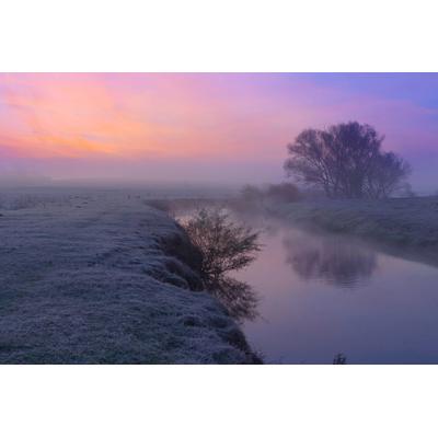 Fototapete PAPERMOON "Fluss in Winterlandschaft", bunt, B:4,5m L:2,8m, Vlies, Tapeten
