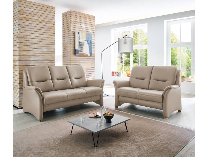 3-Sitzer Sofa Lipessa Beige Echtleder Tomma 194 x 98 x 89cm Keine Funktion Keine Funktion Modern
