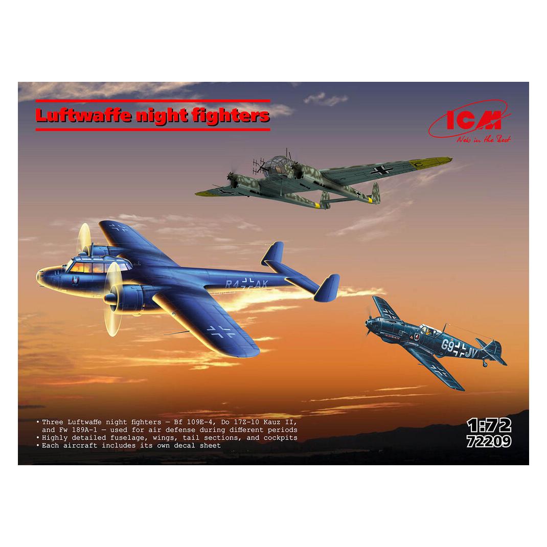 ICM Luftwaffe night fighters (Messerschmitt Bf 109E-4, FW 189A-1, Do 17Z-10) (72209)