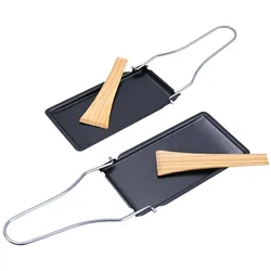 Casativo 6er-Set Grillpfännchen mit klappbarem Griff und Holzspatel, Raclette, Zubehör Kochen am Tisch