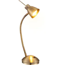 LED Schreibtischlampe flexibel Leseleuchte Tischleuchte Wohnzimmerlampe, Metall Altmessing, 3W 250lm warmweiß, DxH 24 x 44 cm