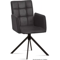 ARMLEHNSTUHL (2er-Set) Drusi 52x91x60 Schwarz/Anthrazit