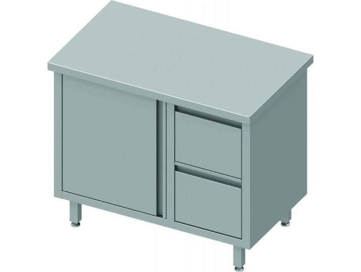 Meuble Bas Cuisine Inox - Porte à Gauche & 2 Tiroirs - Gamme 700 - Stalgast