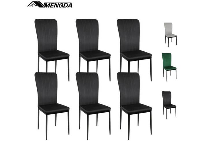 MENGDA LOT DE 6 CHAISES NOIRS CHAISES A SALLE DE MANGER EN VELOURS 40X37X97CM
