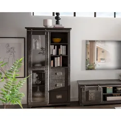 3S Frankenmöbel »Cosma« Massivholz Vitrine I grau
