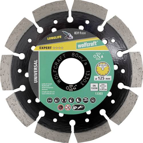 Wolfcraft 8311000 Diamanttrennscheibe 125mm 1 St. Beton, Klinker, Naturstein, Bimsstein, Kalksandstein