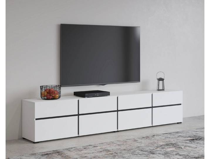 OTTO home Lowboard Cross,Breite 225 cm, moderne grifflose TV-Kommode, Breite 225 cm, TV-Schrank mit viel Stauraum, TV-Board