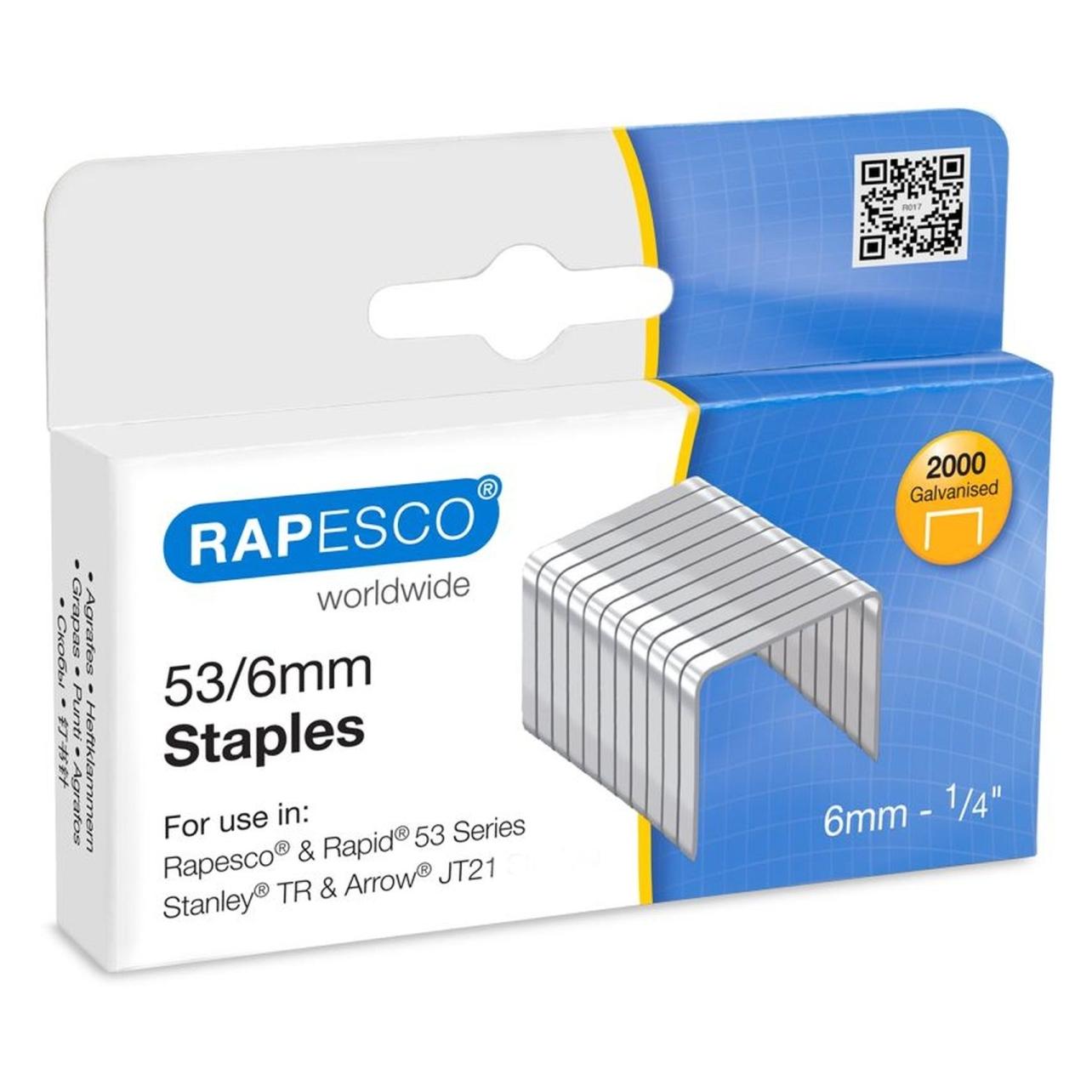 Rapesco 0751 53/6mm verzinkte Tackerklammern, 2.000 Stück (2000x) (0751)