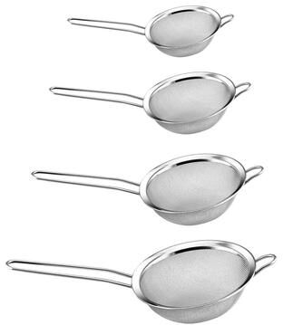 YBM Home Stainless Steel Fine Mesh Strainer Colander Sieve with Handle for Rinsing Grains Beans Rice Fruits