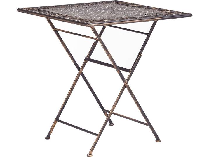 BELIANI Gartentisch Schwarz Metall Quadratisch Klappbar 70 x 70 cm Balkon Terrasse Garten Romantisch