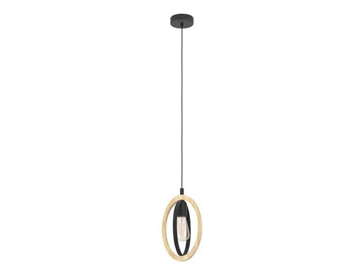Eglo Suspension Basildon\, lampe suspendue vintage 1 flamme\, style industriel rétro\, suspension en acier et bois noir naturel\, lampe de table à manger\, lampe de salon suspendue\, E27