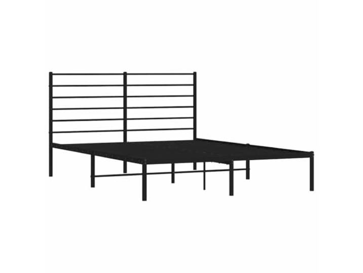 KTHLBRH Bettgestell mit Kopfteil aus Metall, schwarz, 120 x 200 cm Stahl-Bettgestell, Stauraum unter Stauraum, Lattenrost inklusive, Rückenunterstützung