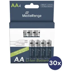 MediaRange USB-Akkus mit Ladekabel Mignon AA 1400 mAh