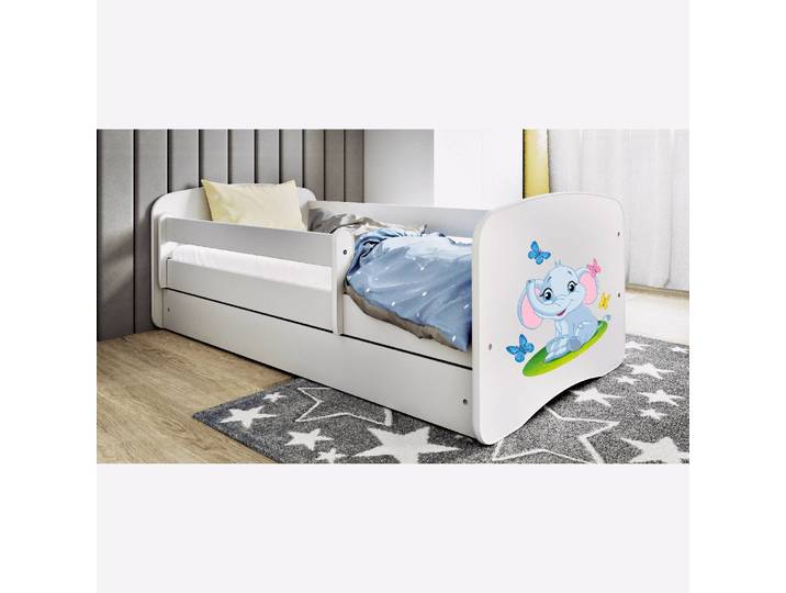 Lit enfant Éléphant 70 x 140cm Avec sommier à lattes Blanc