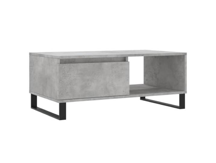 Couchtisch, Betongrau, 90x50x36,5cm Schublade, Trennwand, Metallfüße, Holzwerkstoff, einfache Reinigung, Wohnzimmer
