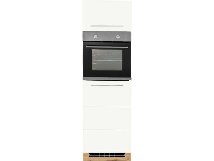 Backofen/Kühlumbauschrank KOCHSTATION KS-Wien , weiß (weiß, wotaneiche), B:60cm H:200cm T:60cm, Holzwerkstoff, Schränke, Backofen/Kühlumbauschrank, 60 cm breit, für autarken Backofen und Einbaukühlschrank