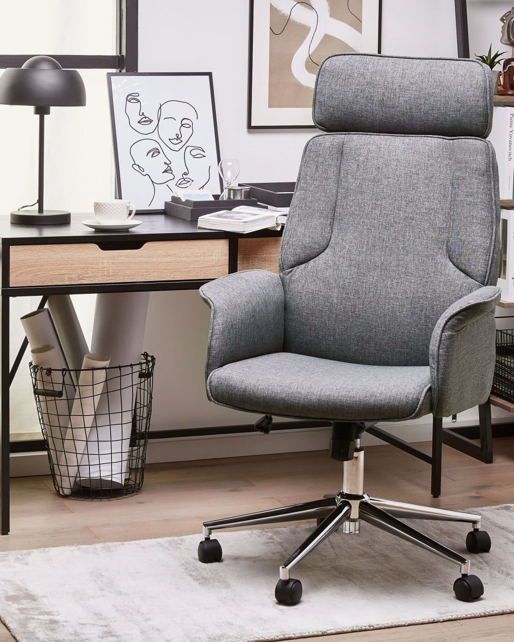 Beliani Chaise de bureau gris Gris 72x117x72cm