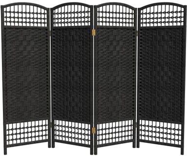 Red Lantern 4 ft. Short Fiber Weave Folding Screen