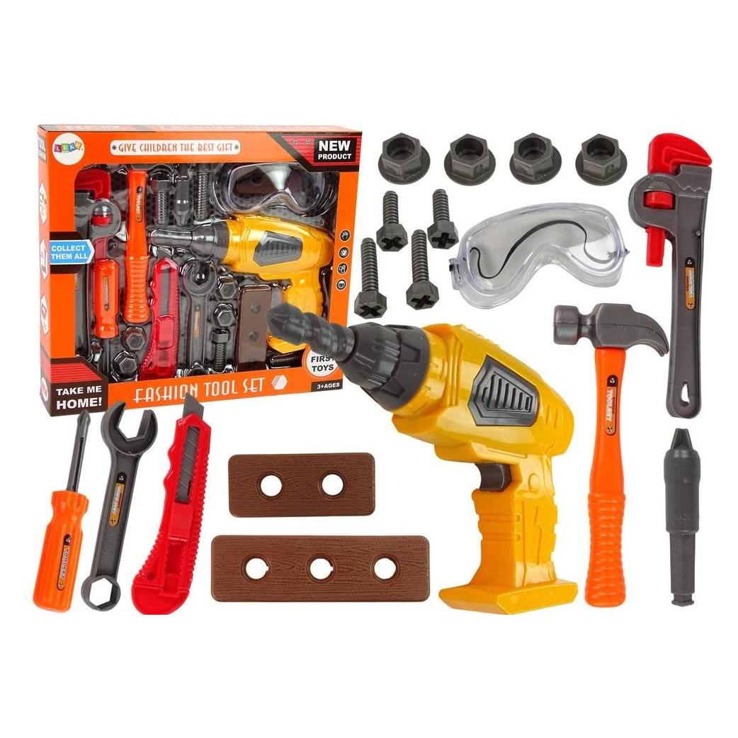 Lean Toys Grosses DIY-Set Werkzeugset + Akku-Bohrschrauber-Heimwerker-Set (33450032)