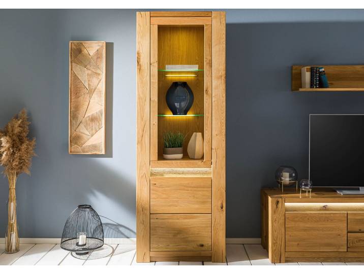 Vitrine Wildeiche 73x40x205 natur geölt KENT #101