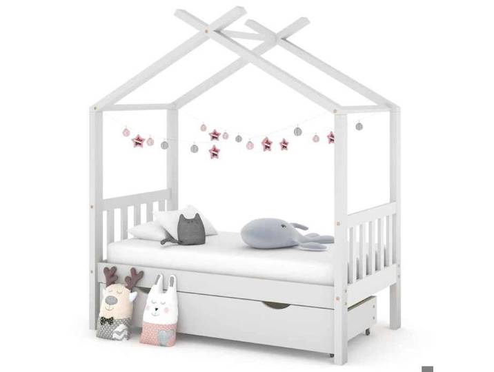 ELORAN Lit Simple，Lit enfant - Cadre de lit enfant - avec tiroir - blanc - pin massif - 70x140 cm 38837