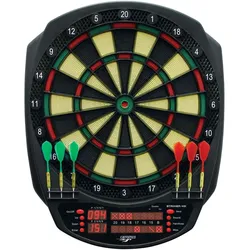 carromco Elektronik Dartscheibe Striker 401 mit Adapter 3-Loch Abstand und 3 Soft-Darts