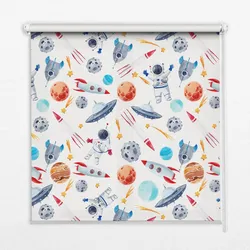INNENROLLO - Fensterrollo - Rollo - 70x140 cm - Raketen, Kosmonauten, Planeten und UFOs