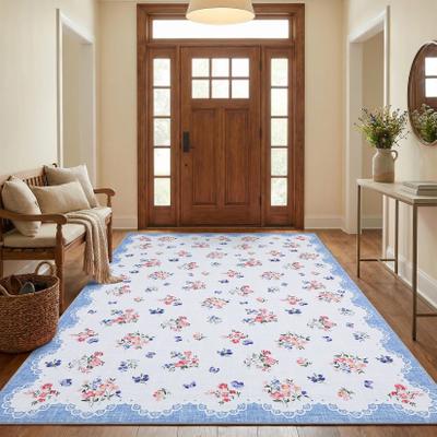 Garvee Lace Edge Floral Washable Area Rug