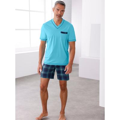 Shorty, Herren, Gr. 44/46, bunt (türkis, marine), 100% Baumwolle, Homewear-Sets Shorty, Topseller