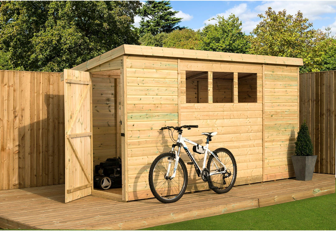 Empire Sheds Ltd Shiplap Pent Wooden Shed Natural 5ft. W x 10ft. D