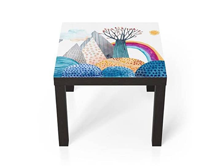 DEQORI Glastisch schwarz klein 55x55 cm Motiv Kunterbuntes Meer ausgefallener Beistelltisch aus Glas Hochglanz Couchtisch fürs Wohnzimmer moderner Couch Tisch mit Design