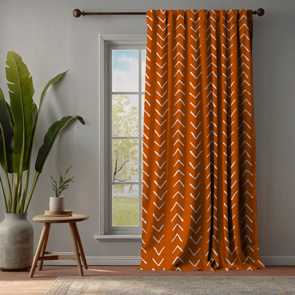 Lilijan Home & Curtain Bohemian Room Lined Single Panel Curtain Orange 140cm Width x 295cm Drop