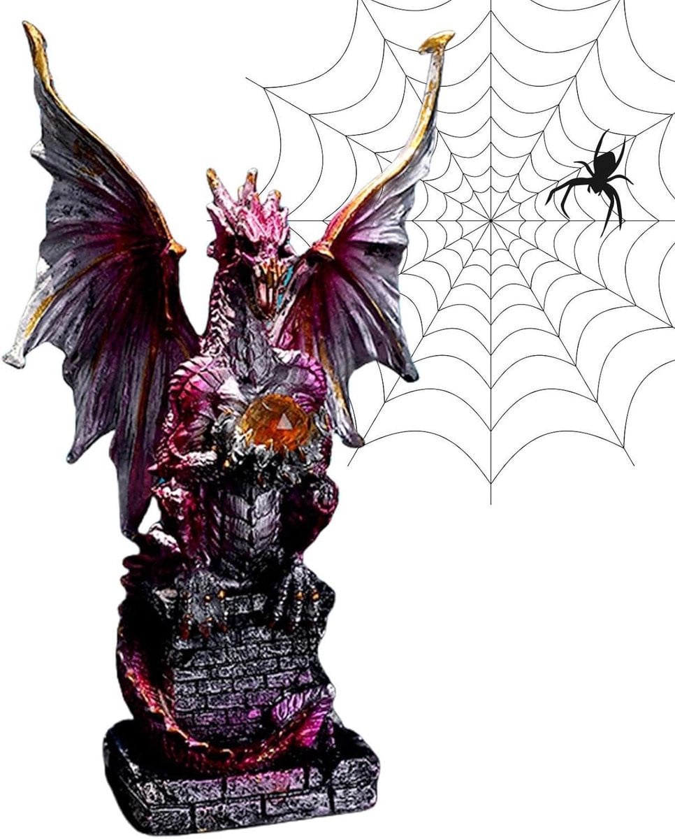 Draken Beeldje Zwart - Gothic Decor - Hoogte: 15,5 cm