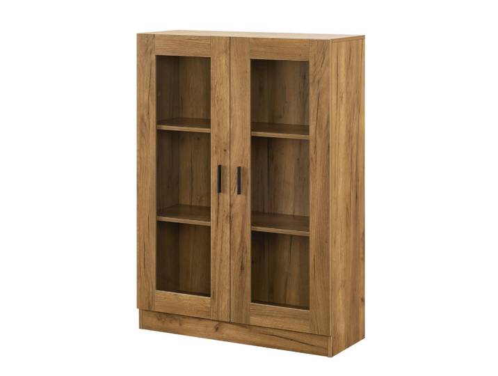 [en.casa] Vitrine Sorø, Eichefarben, 80x115x31 cm, Esszimmer, Vitrinen, Vitrinenschränke