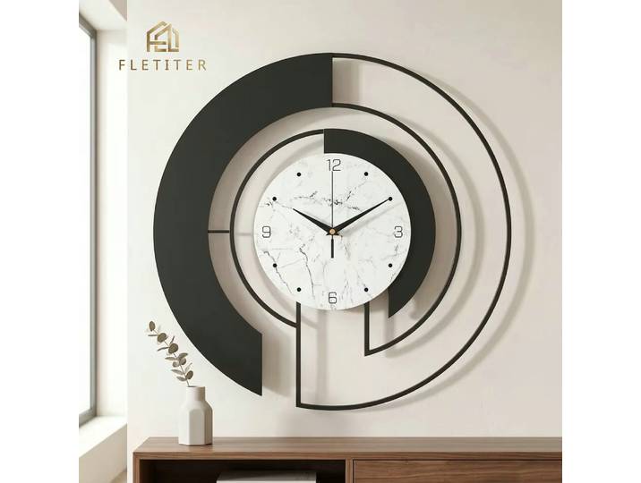 Horloge murale dorée, Art décoratif pour salon et entrée, Cadre métallique, Horloge silencieuse sans tic-tac, Décoration intérieure, Design intemporel