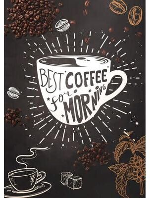 Uplift Essentials Coffee Cup Canvas Poster Nordic Bakery & Cafe Prints Vintage Chalkboard Kitchen Art For Restaurant And Home Decor style 8 8x12 In