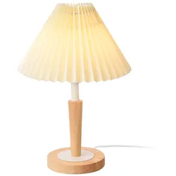 Helloshop26 - Tischleuchte 35 cm cremeweiß Holzoptik