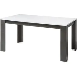 ESSTISCH weiß Hochglanz, grau Stone 158 - 200 cm, Küchentisch ausziehbar